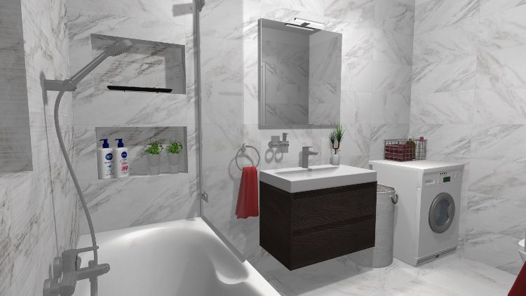 Standard fürdőszoba White Marble látványterv