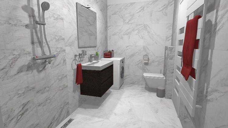 Palatinus Fürdőszoba látványterve - STANDARD White Marble fürdőszoba, zuhannyal