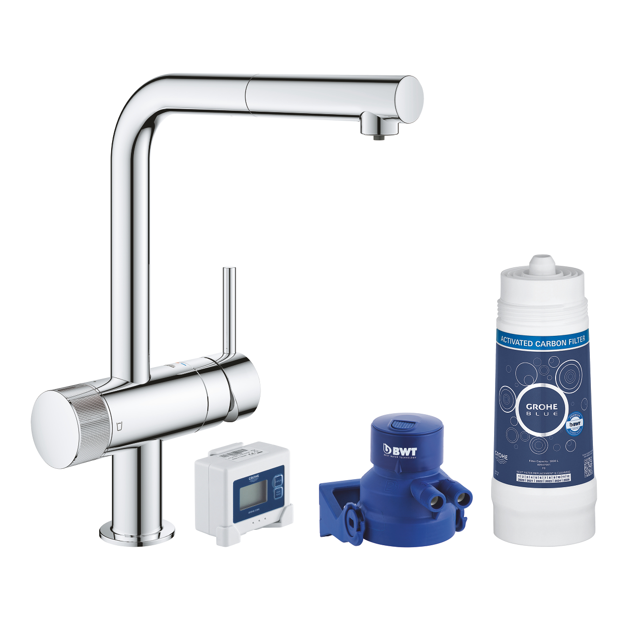 GROHE Blue Pure Minta egykaros, kihúzható fejes vízszűrő rendszer L alakú kifolyóval