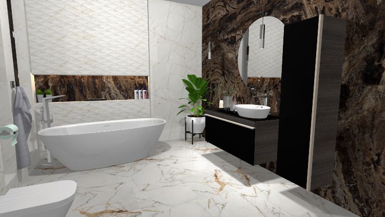 Palatinus Fürdőszoba látványterve – PREMIUM Elegant fürdőszoba, káddal