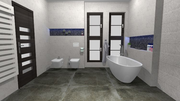 Palatinus Fürdőszoba látványterve – PREMIUM Minimal fürdőszoba, káddal