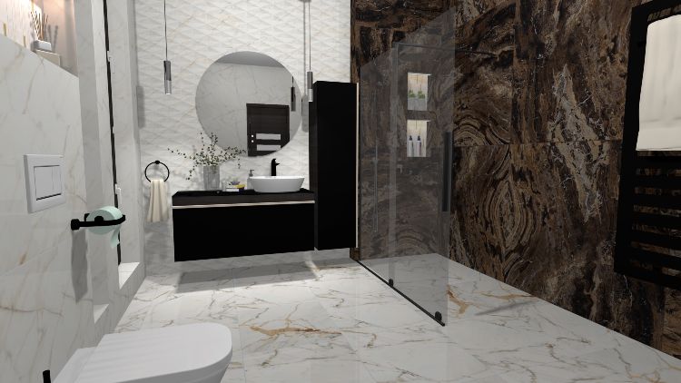 Palatinus Fürdőszoba látványterve – PRÉMIUM Elegant fürdőszoba, zuhannyal