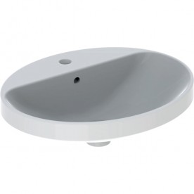 Geberit VariForm beépíthető mosdó, ovális, csaplyuk-peremmel, 17.8 cm, túlfolyó látható