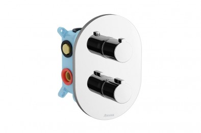 RAVAK Chrome falba süllyesztett termosztátos csaptelep - háromutas CR 067 X070075